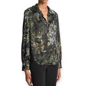 Vince Grape Vine Printed Silk Top